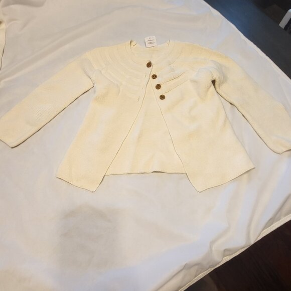 Girl's Cotton Sweater Lot Cream Stitch Button Details 3T Tahari - Picture 7 of 14
